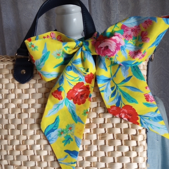 Liberty of London Art Fabric Skinny Scarf Matilda Rose Yellow Bespoke - Picture 8 of 15